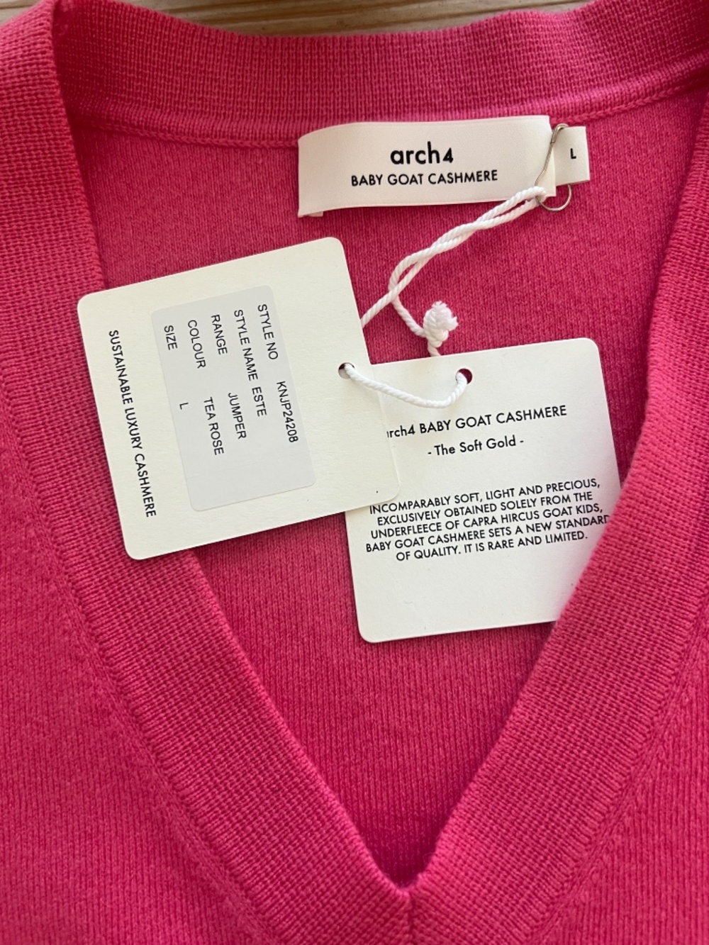Arch4 baby goat, cashmere sweater, vest, geranium, pink, size, large, NWT - Picture 6 of 7